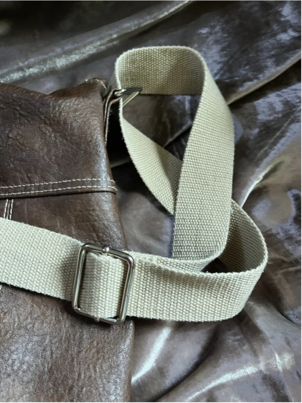 American Eagle canvas /LEATHER TYPE backpack/PURSE brown SEE PICTURES
